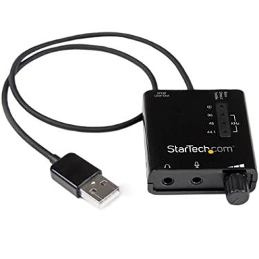 Imagem de StarTech. Placa de som USB com áudio digital SPDIF e microfone estéreo – Placa de som externa para laptop ou PC – Saída SPDIF (ICUSBAUDIO2D), preta 1,5 cm x 4,5 cm
