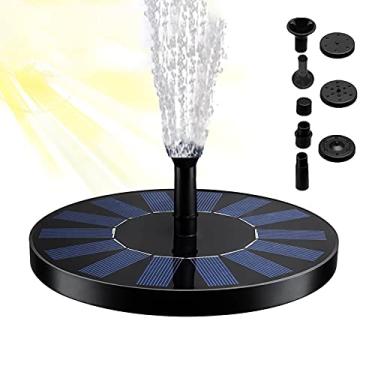 Imagem de Yajun Fonte solar flutuante para jardim, fonte de cachoeira, piscina, lago, pássaro, banho, painel solar, bomba de água com 6 bocais,