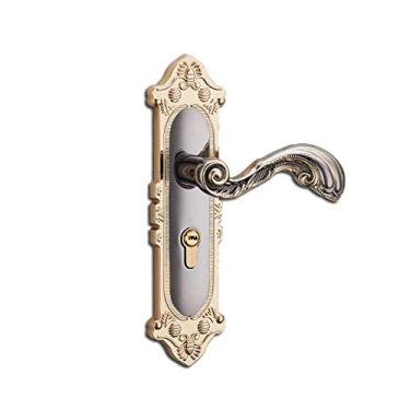 Imagem de Fechadura de porta vintage durável, estilo europeu, fechadura ergonômica com chaves para casa, escritório, quarto, banheiro