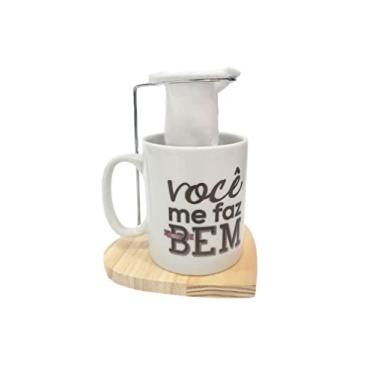 Imagem de Ludi Caneca Xícara Café Mini Coador Presente Namorado Te Amo (Preto, 325ml)