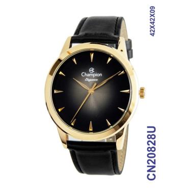 Imagem de Relogio Champion Dourado Masculino Pulseira Couro Preta Cn20828u