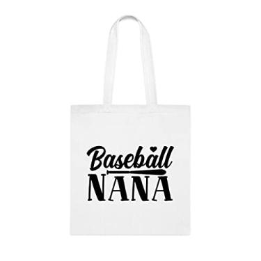 Imagem de Bolsas tote Nana de beisebol, Nana Sacola de beisebol, presente para vovó de beisebol, de vovó de beisebol, de vovó, presente para vovó, bolsas reutilizáveis de vovó de beisebol, bolsa de ombro Nana, Branco