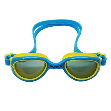 Imagem de Óculos de natação de silicone Palantic Jr. com lentes coloridas UV, azul/amarelo