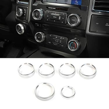 Imagem de Para interruptor e reboque de ar condicionado F150 e acabamento de botão 4WD e VOL para Ford F150 XLT 2016 2017 2018 2019, alumínio prateado, 6 peças