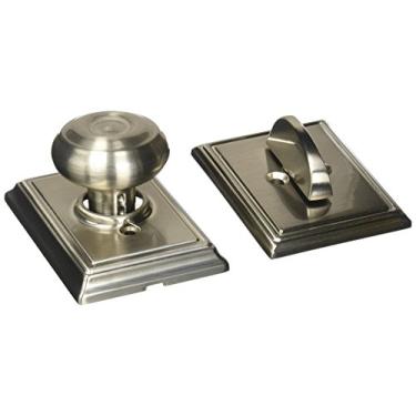 Imagem de Schlage Lock Company Maçaneta F94GEO619ADD Botão Georgiano Pacote Interior Manequim com Placa de Fecho, Níquel Acetinado