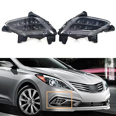 Imagem de JESYMBX Lâmpada de corrida diurna LED DRL do automóvel, para-choques, dianteiro da neblina, farol para dirigir Hyundai Azera grandeur 2015 2016, 1 par lado esquerdo e direito (motorista e passageiro)