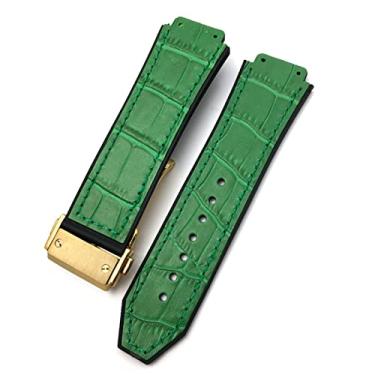 Imagem de CYSUE 20mm 22mm couro de vaca pulseira de borracha 25mm * 19mm apto para Hublot pulseira de relógio pulseiras de silicone de pele de bezerro esporte (cor: 47, tamanho: 20mm)