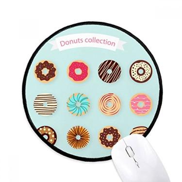 Imagem de DIYthinker Grupo de donuts sobremesa padrão de comida doce mouse pad desktop escritório tapete redondo para computador