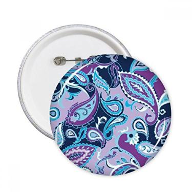 Imagem de Linha de ponto de folha de flor azul padrão abstrato alfinetes redondos emblema botão decoração acessório 5 peças