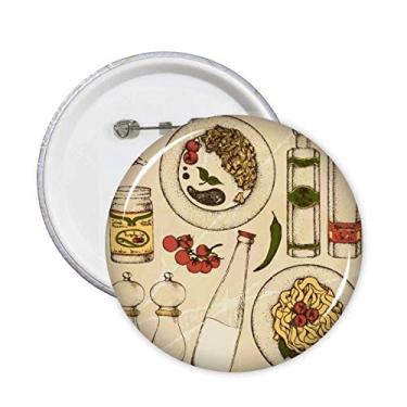 Imagem de Ilustração da dieta de residente na alfândega italiana, broches, botões, emblema, acessório, decoração, 5 peças