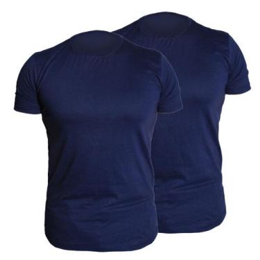 Imagem de Kit 2 Camiseta Básica Masculina Lisas Masculina Cor Azul Marinho - Cfa