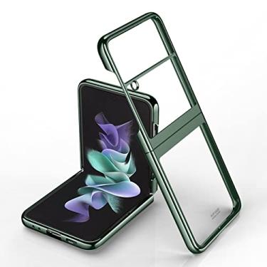 Imagem de Capa protetora dobrável galvanizada para Samsung Galaxy Z Flip 5G Capa dura para Samsung Z Flip Deluxe com borda chapeada, verde, Z FLIP4