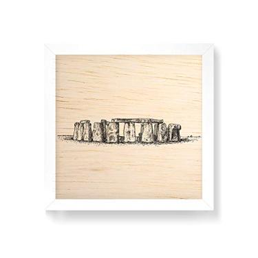 Imagem de Arte Maníacos Quadro decorativo com moldura caixa branca em Madeira - Stonehenge Linhas - 30x30cm