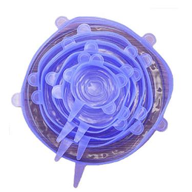 Imagem de Conjunto de tampas elásticas de silicone para cozinha com 6 peças, tampas reutilizáveis Insta Tampas de silicone reutilizáveis para substituição de vários tamanhos, seguro para geladeira e micro-ondas