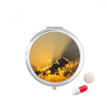 Imagem de Caixa de armazenamento de remédios Sky Sunshine com nuvens laranjas escuras, dispensador de comprimidos