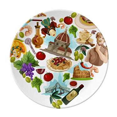 Imagem de Prato decorativo com estampa de bandeira nacional da Itália em porcelana Salver Prato de jantar