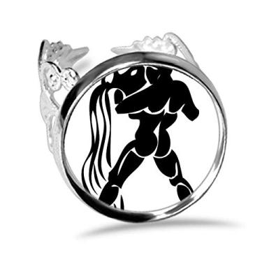 Imagem de DIYthinker Constelação Aquário Signo do Zodíaco Anel Ajustável Amor Casamento Noivado