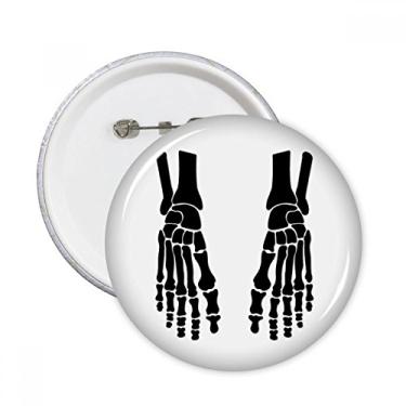 Imagem de Osso esqueleto pé humano padrão preto pinos redondos distintivo decoração roupas 5 peças presente