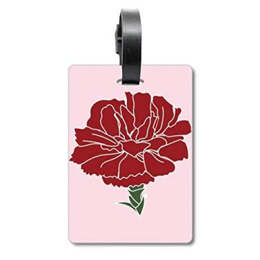 Imagem de Pink Carnation Mothe Day Flower Plant Suitcase Bag Tag Bagagem Cartão Pendurado Scutcheon Label