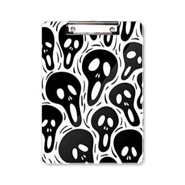 Imagem de Prancheta de Halloween com desenho de caveira de desenho animado A4