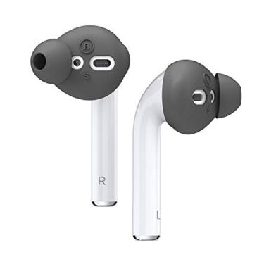 Imagem de elago Capa para fones de ouvido compatível com Apple AirPods 2 e 1 ou EarPods, pontas de silicone para orelha, melhoria de qualidade de som [4 pares: 2 grandes + 2 pequenos] (cinza escuro)