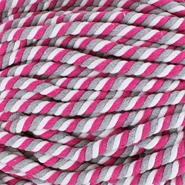 Imagem de Corda artesanal de algodão natural torcido tricolor (1/2 polegada, branco cinza rosa, 30 cm)