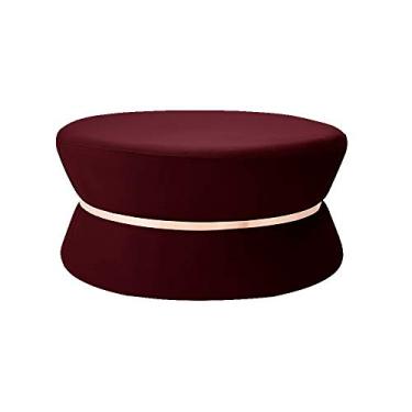 Imagem de Puff Decorativo Sala de Estar 95cm Dhaka Veludo Vinho - Gran Belo