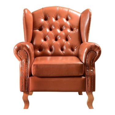 Imagem de Poltrona Decorativa Imperador com Puff Chesterfield Sala Descanso Leitura