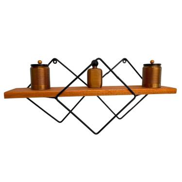 Imagem de Prateleira Moderna 3 Losangulos Ferro e Madeira Artesanal