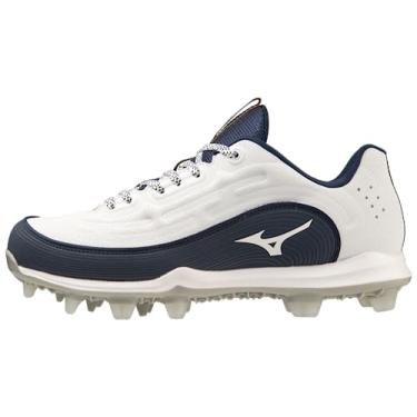 Imagem de Mizuno Chuteira feminina Finch Elite 6 Low TPU Softball, Branco - azul-marinho, 40