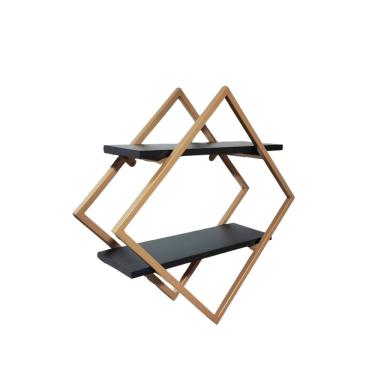 Imagem de Prateleira Losango 2 Níveis com Armação de Metalon Dourado 57x18x57