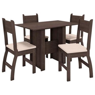 Imagem de Mesa de Jantar com 4 Cadeiras Milano Amêndoa Savana - Poliman