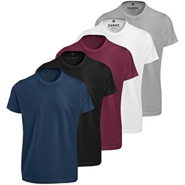 Imagem de Kit 5 Camisetas Masculinas Slim Fit Básicas Algodão Premium (Bordo, Preta, Cinza, Branca, Marinho, M)