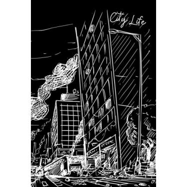 Imagem de City Life: Black Paper Notebook, 120 Sheets Hardcover Sketchbook, Black Sketch Paper, A5 6 x 9 inch