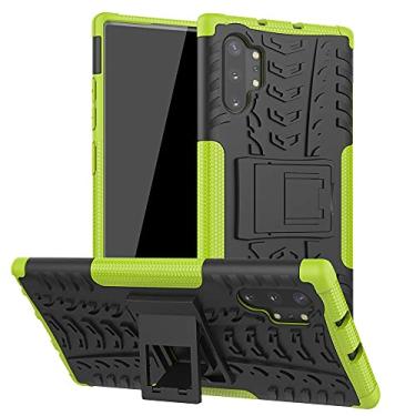 Imagem de Pacotes de capa protetora compatíveis com Samsung Galaxy Note 10 Plus, TPU + PC bumper híbrido de grau militar, capa de telefone à prova de choque com capa de telefone com suporte (cor: verde)