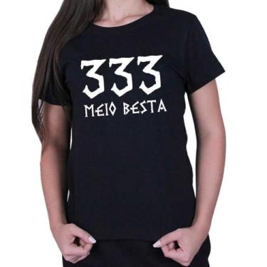 Imagem de Camiseta Baby Look Feminina Rock Metal 333 Meio Besta Meme - Lafre