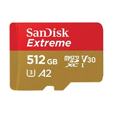 Imagem de Cartão de memória SanDisk 512GB Extreme Plus UHS-I microSDXC com adaptador SD, leitura de 170 MB/s, gravação de 90 MB/s, V30, A2, SDSQXA1-512G