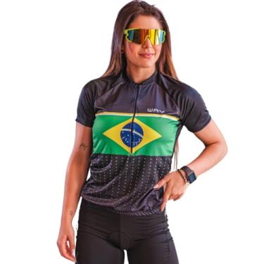 Imagem de Camisa de Ciclismo Feminina Manga Curta Brasil Points Proteção UV Slim Confortável Pro Bike (BR, Alfa, P, Regular, Brasil Points)