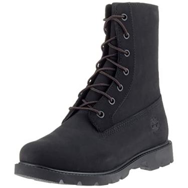 Imagem de Timberland Botas femininas Linden Woods dobrável de couro casual de combate e cadarço, Nobuck preto, 36
