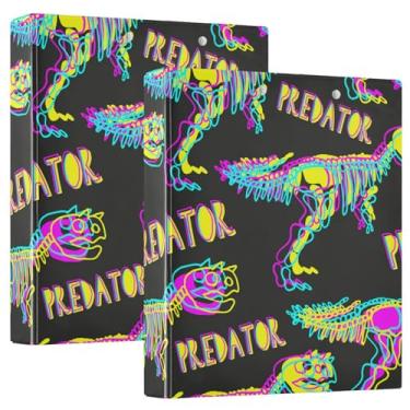 Imagem de Caderno Neon Predator Dino com 3 argolas, fichários de caderno de 3,8 cm com prancheta, pacote de 1/2 para tamanho carta (28 x 21,6 cm), 200 folhas