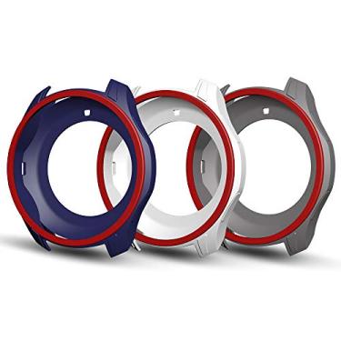 Imagem de Capa de silicone compatível com Samsung Galaxy Watch 46 mm, capa protetora macia à prova de choque e resistente a estilhaços, compatível com Samsung Gear S3 Frontier SM-R760 (branco, azul, cinza)