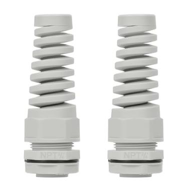 Imagem de LeMotech 2 peças NPT 1,9 cm IP68 à prova d'água cabo glândula flexível espiral alívio de tensão cinza junta de nylon com juntas para rosca de fio de 13 a 18 mm