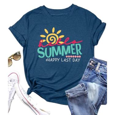 Imagem de Camiseta feminina Last Day of School Teacher Life Camiseta presente de formatura para professores, Azul, XXG