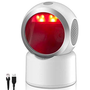 Imagem de Scanner de códigos de barras 2D QR omnidirecional, leitor de códigos de barras automático USB para digitalização de tela de computador de pagamento móvel