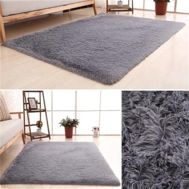 Imagem de Tapetes macios de pelúcia mercerização lavados, engrossados, para sala de estar, quarto, antiderrapante, absorção de água, cinza, 60x120cm