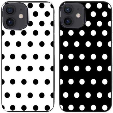 Imagem de 2 peças preto branco bolinhas impressas TPU gel silicone capa de telefone traseira para Apple iPhone todas as séries (iPhone 12)
