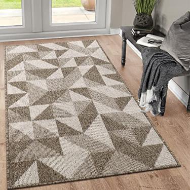 Imagem de Capacho interno 91,44 cm x 150 cm, tapete absorvente para porta traseira, tapetes de porta antiderrapantes com forro de borracha para interior de lama e sujeira para entrada, lavável à máquina com perfil baixo marrom