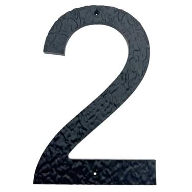 Imagem de TripDock Números de casa de 30,5 cm de altura para uso externo - Antidesbotamento e resistente ao clima - Números de endereço residencial de acrílico preto - Montagem embutida ou flutuante/Número 2