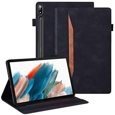 Imagem de Dteck Capa para Galaxy Tab S9 FE Plus/Tab S9 Plus 2023, carteira com suporte fólio com suporte para lápis, bolso para documentos empresariais, capa à prova de choque de couro PU para Galaxy Tab S8+/S7