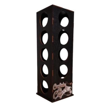 Imagem de Torre Porta Capsula de Café DG Organiza 19 Capsulas Madeira MDF Escuro Pratico Cantinho do Café - La Nacasa